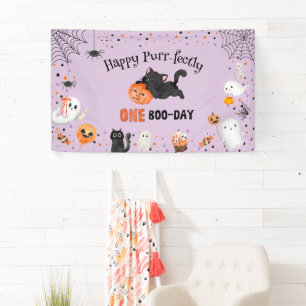 Banderoles Parfaitement Un Boo-day Chat Halloween 1er Anniver