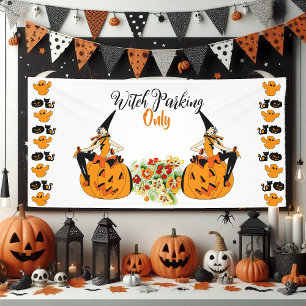 Banderoles Parking de sorcières uniquement Halloween Citrouil