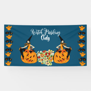 Banderoles Parking de sorcières uniquement Halloween Citrouil