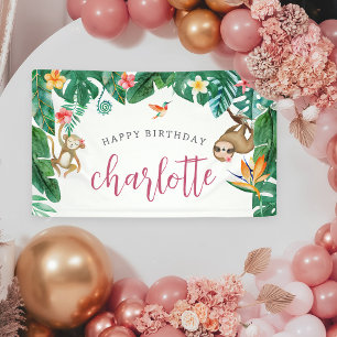 Banderoles Parti Anniversaire de enfant de la jungle tropical