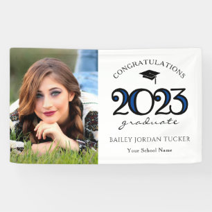 Banderoles Parti de graduation photo bleu marine 2022 moderne