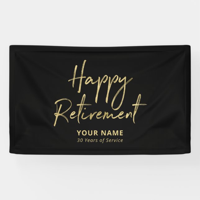 Banderoles Parti de retraite heureux Black & Gold (Horizontal)