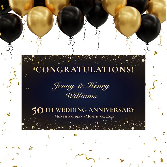 Banderoles Parti du 50e anniversaire du Mariage d'or (Golden 50th Wedding Anniversary Party Banner)