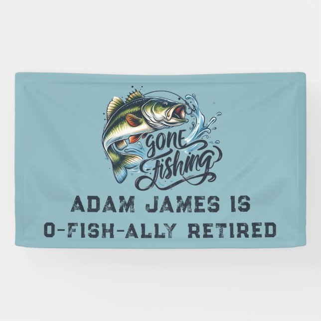 Banderoles Partie de retraite de la pêche à l'aquarelle - pêc (Horizontal)