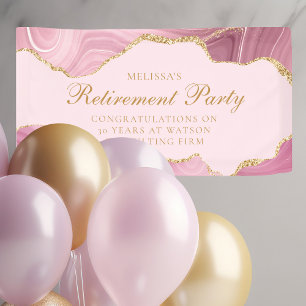 Banderoles Partie de retraite personnalisée Chic Pink Gold Ag