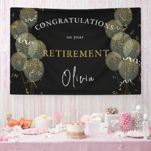 Banderoles Partie personnalisée Black & Gold Retraite personn