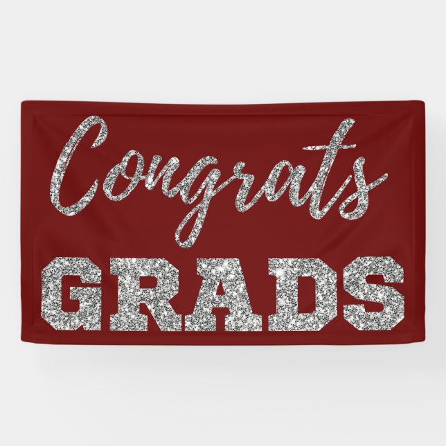 Banderoles Parties scintillant Argent Grats Grandes Grandes (Horizontal)