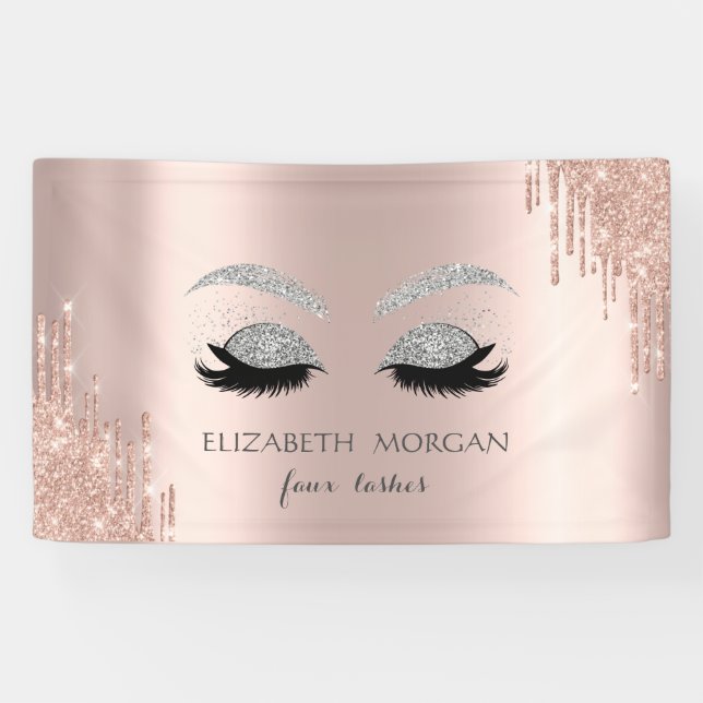 Banderoles Parties scintillant Argent moderne Faux Lashes Ros (Horizontal)
