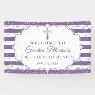 Banderoles Parties scintillant Argent Purple Première Commun