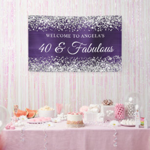 Banderoles Parties scintillant Argent Violet foncé huile 40 &