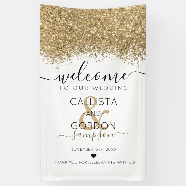 Banderoles Parties scintillant blanche de luxe Confetti Maria (Vertical)