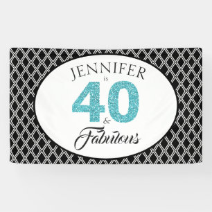 Banderoles Parties scintillant bleue 40 et fabuleuse coutume 