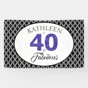Banderoles Parties scintillant bleue 40 et fabuleuse coutume 