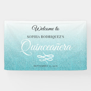 Banderoles Parties scintillant bleue Quinceañera 15e annivers