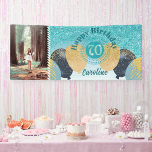 Banderoles Parties scintillant bleue turquoise 70e anniversai