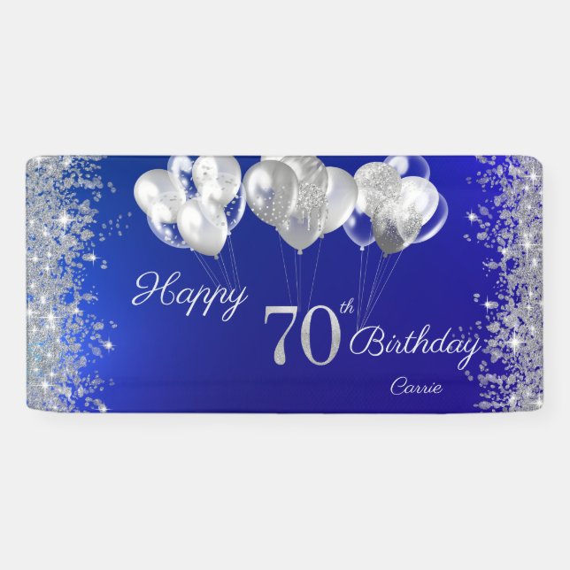Banderoles Parties scintillant Confetti Ballons Marine Bleu 7 (Horizontal)