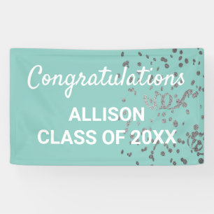 Banderoles Parties scintillant d'argent turquoise Classe de d