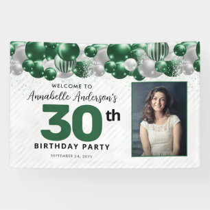 Banderoles Parties scintillant de ballon en argent Emerald Gr