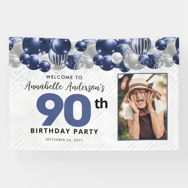 Banderoles Parties scintillant de ballons en argent bleu de l (Horizontal)