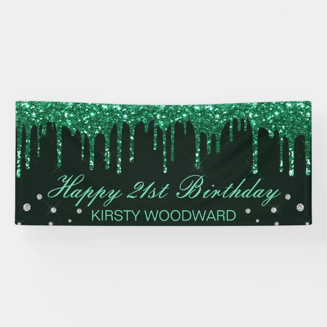 Banderoles Parties scintillant de séchage vert foncé glamour  (Horizontal)