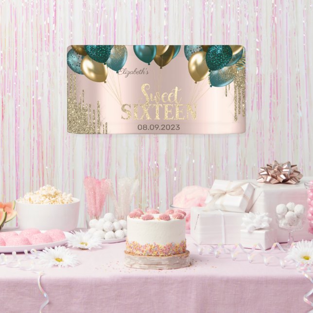 Banderoles Parties scintillant d'or Ballons Rose Gold Sweet 1 (Fête)