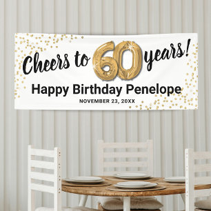 Banderoles Parties scintillant d'or blanc 60e anniversaire