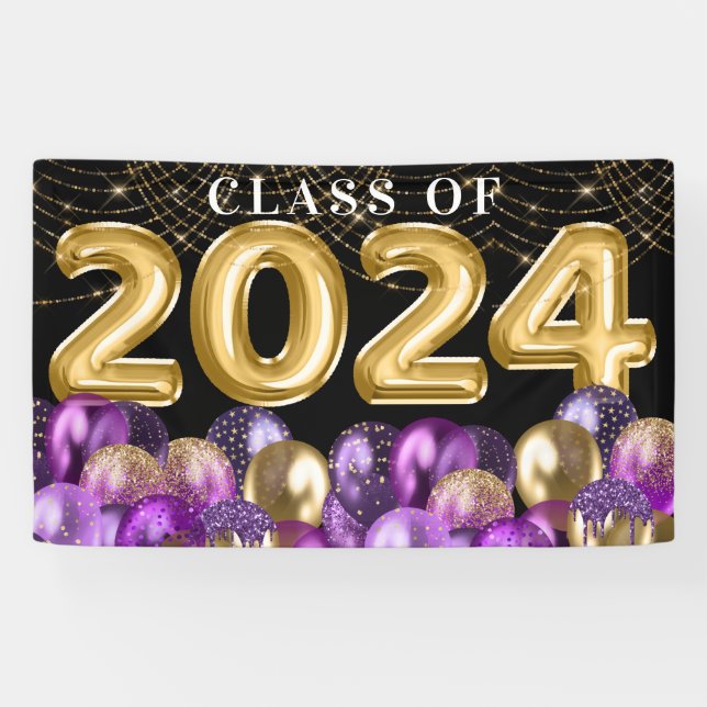 Banderoles Parties scintillant d'or et de pourpre Classe de 2 (Horizontal)