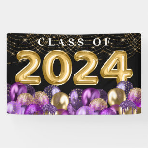 Banderoles Parties scintillant d'or et de pourpre Classe de 2