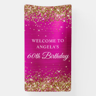 Banderoles Parties scintillant d'or Hot rose Foil 60e anniver