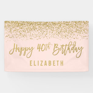 Banderoles Parties scintillant d'or moderne Blush Pink Faux 4