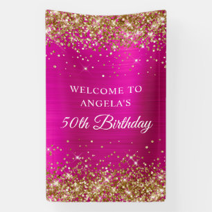 Banderoles Parties scintillant d'or Pink Hot Foil 50e anniver