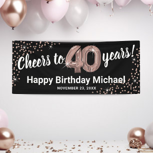 Banderoles Parties scintillant d'or rose 40e anniversaire