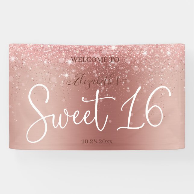 Banderoles Parties scintillant d'or Rose moderne Sparkling Sw (Horizontal)
