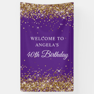 Banderoles Parties scintillant d'or Royal violet 40e annivers