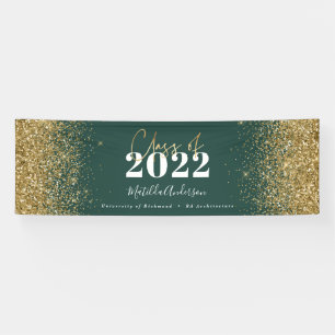 Banderoles parties scintillant d'or vert classe de graduation
