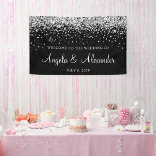 Banderoles Parties scintillant en argent sur Mariage noir Bie