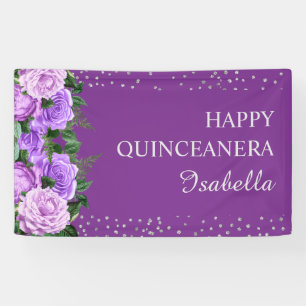 Banderoles Parties scintillant florale violette Rose Joyeuse 