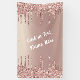 Banderoles Parties scintillant Gold rose Texte personnalisé V
