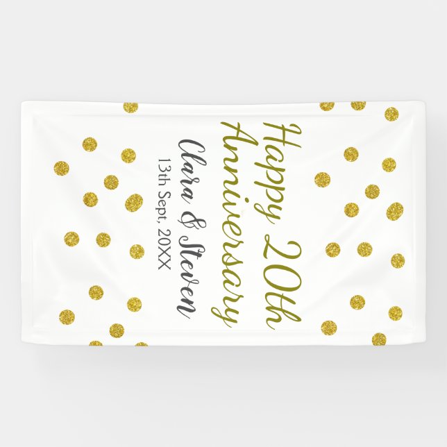 Banderoles Parties scintillant Golden dots heureux mariage du (Horizontal)
