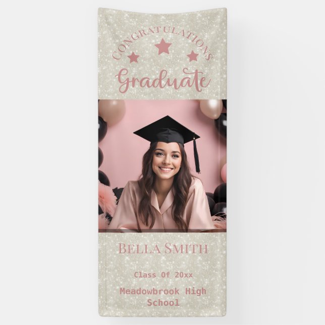 Banderoles Parties scintillant moderne Photo Graduation Dusty (Vertical)