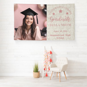 Banderoles Parties scintillant moderne Photo Graduation Dusty