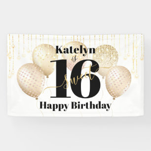 Banderoles Parties scintillant or blanc doux 16 Ballons d'ann