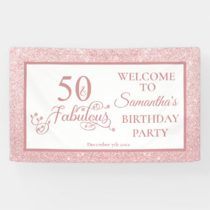 Banderoles Parties scintillant Rose 50e anniversaire Fête 50 