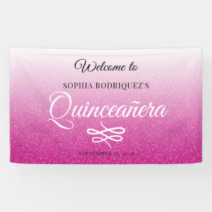 Banderoles Parties scintillant rose chaud Quinceañera 15e ann