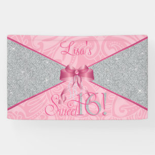 Banderoles Parties scintillant rose, sucré 16