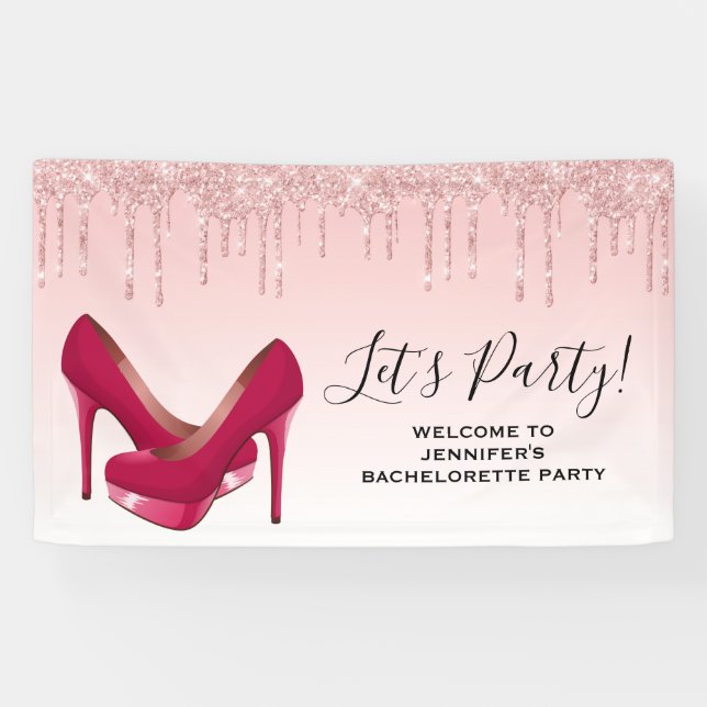 Banderoles Parties scintillant roses modernes et talons hauts (Horizontal)