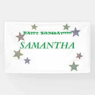 Banderoles Parties scintillant Stars Green Text Joyeux Annive