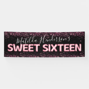 Banderoles Parties scintillant Sweet sixteen 16ème anniversai