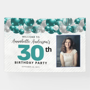 Banderoles Parties scintillant turquoise de ballons d'argent