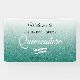 Banderoles Parties scintillant verte Quinceañera 15e annivers